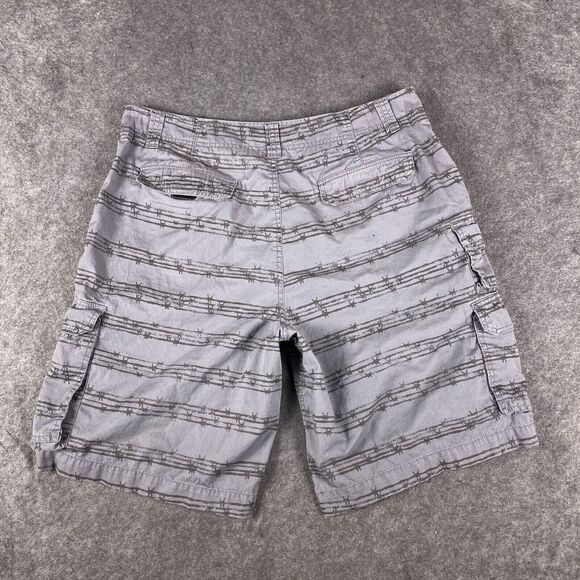 MMA Elite Shorts Mens 36 Gray Barbed Wire Print Cargo Y2K - Picture 12 of 15